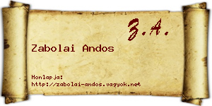 Zabolai Andos névjegykártya